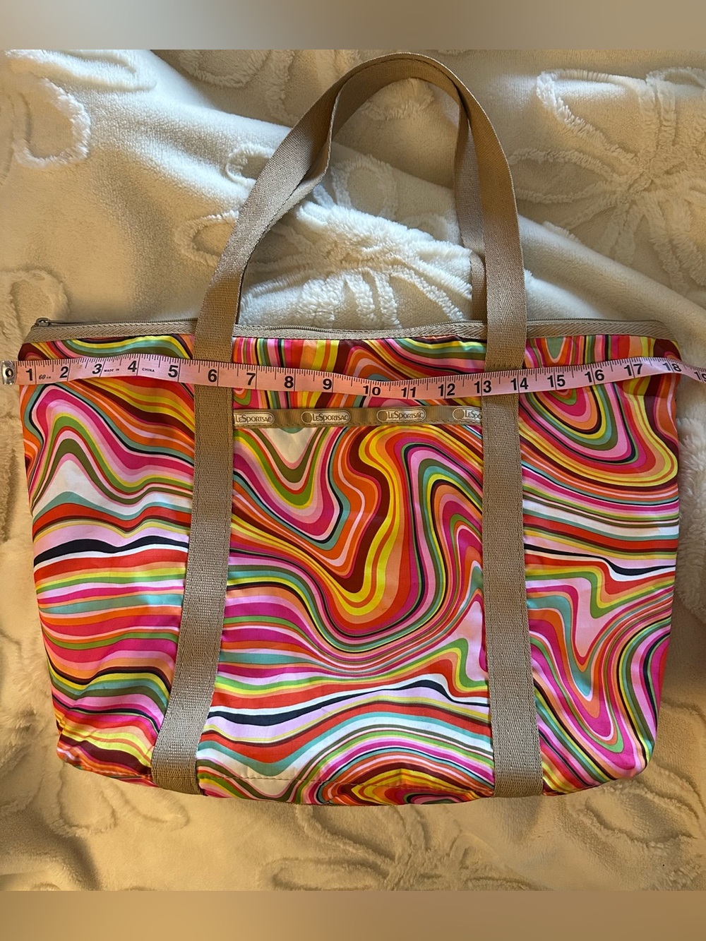 Lesportsac Swirl Print Tote in Pink, Red, Yellow, Green